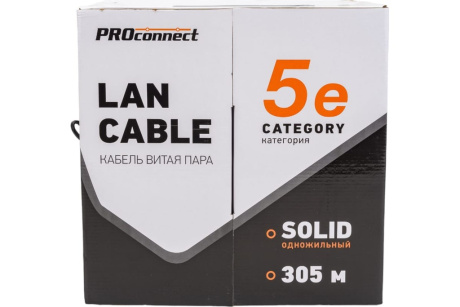 Купить Интернет кабель наружн. UTP 4PR 24AWG  CCA  CAT5e  PE  305м  черный  PROCONNECT фото №4