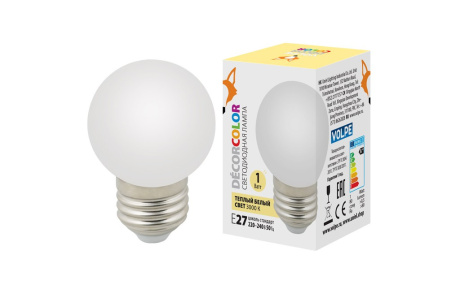 Купить Лампа LED-G45-1W 3000К  E27/FR/C Volpe фото №1