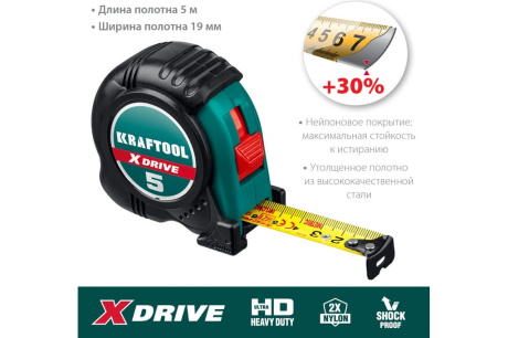 Купить Рулетка 5мх19мм "KRAFTOOL" X-Drive" в ударостойком обрезиненном корпусе  34122-05-19_z02 фото №2